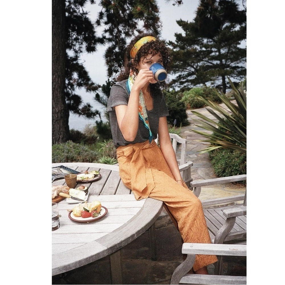 Anthropologie Tapered High Rise Balloon Pants 6 Burnt Orange Belted Bow Fall - Picture 4 of 17